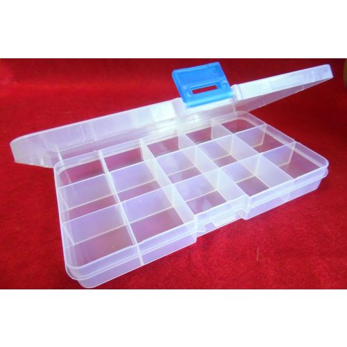Gyöngytartó, gyöngy tároló műanyag doboz, szögletes (17*11*2,2 cm)
