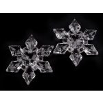 műanyag (akril) dísz, fűzhető dekoráció, HÓPEHELY, JÉGVIRÁG alakú (ÁTTETSZŐ) 45 mm (12 db/doboz)