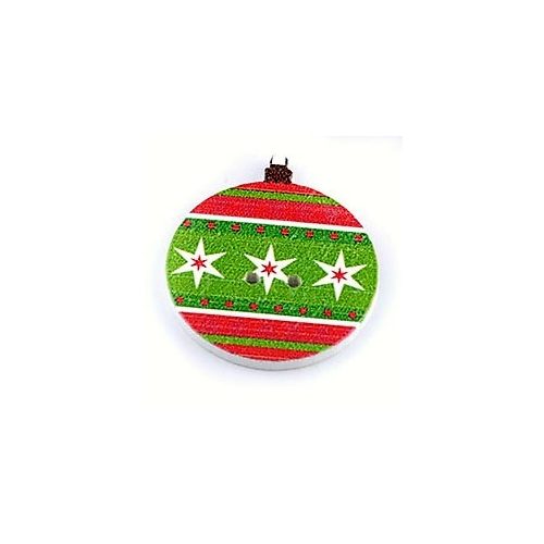 Karácsonyfadísz, színes gömb alakú fa gomb, SZINES (10 db/csomag)