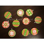 Karácsonyfadísz, színes gömb alakú fa gomb, SZINES (10 db/csomag)