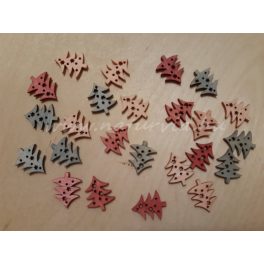   Fa figura, MINI SZINES, áttört mintás KARÁCSONYFA / FENYŐFA 2 cm (24 db-os vegyes)