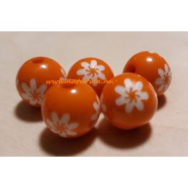   virág mintás gyöngy csomag (d=14 mm), NARANCS / NARANCSSÁRGA színű (5 db/csomag)