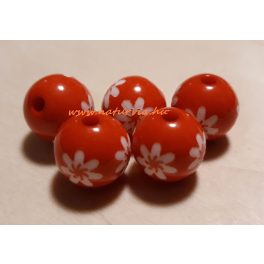   virág mintás gyöngy csomag (d=14 mm), PIROS színű (5 db/csomag)