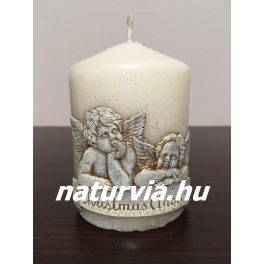   díszgyertya, gyertya, HENGER alakú, ANGYAL mintával (70*90 mm) ARANY