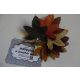 Szines festett őszi juta levelek (műnövény, művirág) 17 cm BARNA-ZÖLD-KRÉM-NARANCS (8 db / cs)