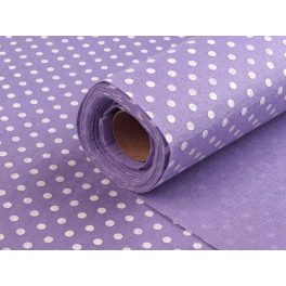   Filc, barkácsfilc anyag méterre (1 mm vastag) LILA ALAPON FEHÉR PÖTTYÖS (PETTYES) mintás