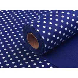   Filc, barkácsfilc anyag méterre (1 mm vastag) KÉK / MATRÓZKÉK ALAPON FEHÉR PÖTTYÖS (PETTYES) mintás