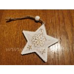 függő dísz szett, KARÁCSONY, fém CSILLAG, SZÍV és FENYŐFA / KARÁCSONYFA - vintage fehér-arany  UTOLSÓ DARAB!!!