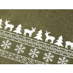 Mikulás zsák, zacskó karácsonyi csomagoláshoz, RÉNSZARVAS mintával (20 * 30 cm), KHAKI / SÖTÉTZÖLD