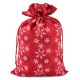 Mikulás zsák, zacskó karácsonyi csomagoláshoz, HÓPEHELY mintával (20 * 30 cm), PIROS