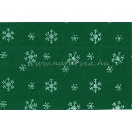   Filc, barkácsfilc anyag A4 (20*30 cm) méretben, mintás HÓPIHÉS / HÓPEHELY MINTA ZÖLD alapon - merevebb anyag