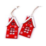 fa házikó, festett PIROS, akasztható (6*11,5 cm)