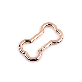   karabiner, 28*48 mm RÓZSAARANY / ROSE GOLD színű, CSONT alakú
