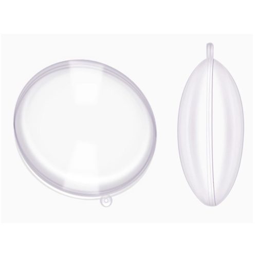műanyag (akril) forma, 2 részes, átlátszó / áttetsző MEDALION / lapított, lapos GÖMB (9 cm)