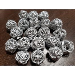   vessző gömb, vesszőgömb / labda, rattan golyó (3 cm), EZÜST (5 db / csomag)