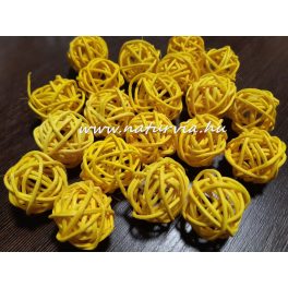   vessző gömb, vesszőgömb / labda, rattan golyó (3 cm), SÁRGA (5 db / csomag)