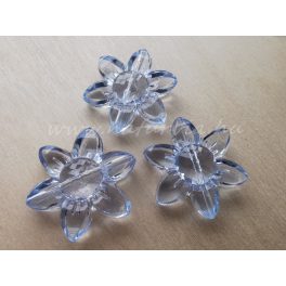  Akril gyöngy, csiszolt, NAPRAFORGÓ - hatszirmú VIRÁG alakú, 3 cm KÉK --- UTOLSÓ DARABOK!!!