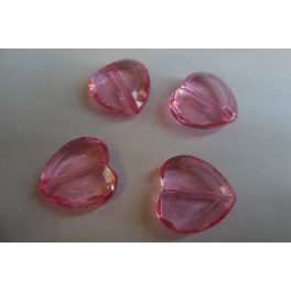 Akril óriás SZÍV alakú gyöngy, 2 cm RÓZSASZÍN