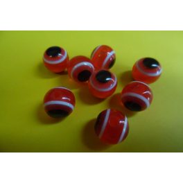 Pávaszem (páva szem) gyöngy, kerek 12 mm PIROS