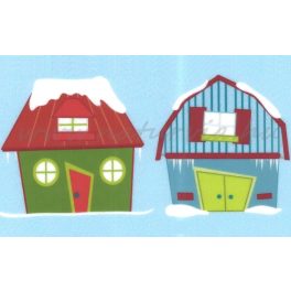   filc, barkácsfilc anyag A4 (~ 20*30 cm) KARÁCSONYI mintás - szines, havas HÁZAK