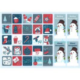   Filc, barkácsfilc anyag A4 (~ 20*30 cm) KARÁCSONYI mintás - ADVENTI SZÁMOK szürke-piros-zöld