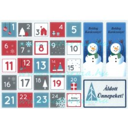   Filc, barkácsfilc anyag A4 (~ 20*30 cm) KARÁCSONYI mintás - ADVENTI SZÁMOK szürke-piros-kék