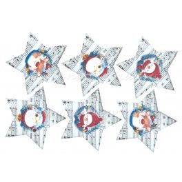   Filc, barkácsfilc anyag A4 (~ 20*30 cm) KARÁCSONYI mintás - CUKI figurák (hóember, szarvas, mikulás) kottás CSILLAGOKON