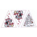 Filc, barkácsfilc anyag A4 (~ 20*30 cm) KARÁCSONYI mintás - FENYŐFÁK HÁROMSZÖGEKBEN cuki CICÁKBÓL