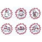 Filc, barkácsfilc anyag A4 (~ 20*30 cm) KARÁCSONYI mintás - tündéri CICÁK mikulássapiban KÖRÖKBEN, kicsi