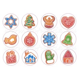  Filc, barkácsfilc anyag A4 (~ 20*30 cm) KARÁCSONYI mintás - színes MÉZESKALÁCS DÍSZEK / FIGURÁK körökben