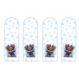   filc, barkácsfilc anyag A4 (~ 20*30 cm) TÉLI KÖNYVJELZŐ, hópelyhekkel, cuki SZARVASOKKAL