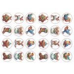 Filc, barkácsfilc anyag A4 (~ 20*30 cm) KARÁCSONYI mintás - MÉZESKALÁCS FIGURÁK 4 cm-es körökben