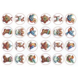   Filc, barkácsfilc anyag A4 (~ 20*30 cm) KARÁCSONYI mintás - MÉZESKALÁCS FIGURÁK 4 cm-es körökben