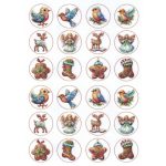 Filc, barkácsfilc anyag A4 (~ 20*30 cm) KARÁCSONYI mintás - MÉZESKALÁCS FIGURÁK 4 cm-es körökben