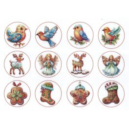   Filc, barkácsfilc anyag A4 (~ 20*30 cm) KARÁCSONYI mintás - MÉZESKALÁCS FIGURÁK 6 cm-es körökben