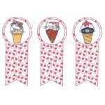 filc, barkácsfilc anyag A4 (~ 20*30 cm) ÁLLATOS KÖNYVJELZŐ - pink tappancsos, CUKI fagyis CICÁKKAL