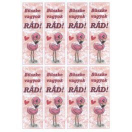   filc, barkácsfilc anyag A4 (~ 20*30 cm) MOTIVÁCIÓS KÖNYVJELZŐ feliratokkal, FLAMINGÓS