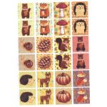 Filc, barkácsfilc anyag A4 (~ 20*30 cm) MEMÓRIA játék / kártya alap - ŐSZ (tök, toboz, róka, gomba, süni...)