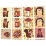 Filc, barkácsfilc anyag A4 (~ 20*30 cm) MEMÓRIA játék / kártya alap - ŐSZ (tök, toboz, róka, gomba, süni...)