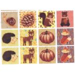 Filc, barkácsfilc anyag A4 (~ 20*30 cm) MEMÓRIA játék / kártya alap - ŐSZ (tök, toboz, róka, gomba, süni...)