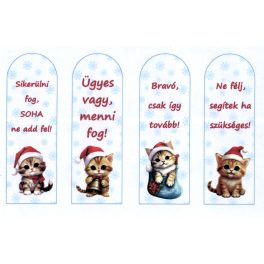   filc, barkácsfilc anyag A4 (~ 20*30 cm) MOTIVÁCIÓS KÖNYVJELZŐ, hópelyhekkel, cuki CICUSOKKAL