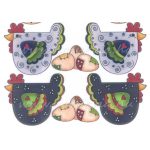 filc, barkácsfilc anyag A4 (~ 20*30 cm) HÚSVÉTI mintás - cuki állatok, duci TYÚKOK / TYÚKANYÓK