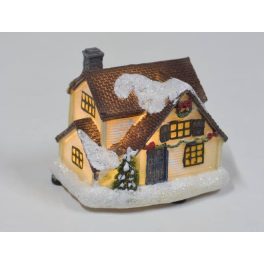   házikó karácsonyi / téli faluhoz KÖZEPES, világítós 02 (7*9*9 cm) 