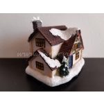 házikó karácsonyi / téli faluhoz KÖZEPES, világítós 02 (7*9*9 cm) 