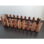 Fa kerítéses láda / ládikó, téglalap alapú HOSSZÚ (30 * 7,5 cm) BARNA