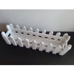 Fa kerítéses láda / ládikó, téglalap alapú HOSSZÚ (30 * 7,5 cm) FEHÉR