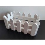 Fa kerítéses láda / ládikó, téglalap alapú KICSI (15,5 * 8 cm) FEHÉR