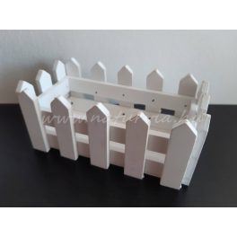   Fa kerítéses láda / ládikó, téglalap alapú KICSI (15,5 * 8 cm) FEHÉR
