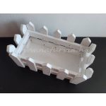 Fa kerítéses láda / ládikó, téglalap alapú KICSI (15,5 * 8 cm) FEHÉR