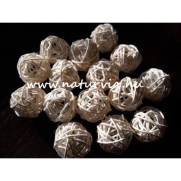   vessző gömb, vesszőgömb / labda, rattan golyó (3 cm), KRÉM (5 db / csomag)